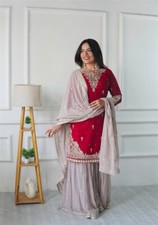 COSTUME INDIEN PAKISTANAIS BEAU DESIGNER PARTY WEAR SHARARA PLAZZO SALWAR KAMEEZ