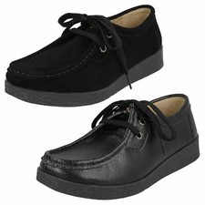 Vente De Chaussures Casual En Cuir Noir À Lacets Pour Femmes - F8R0416