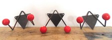 PORTE MANTEAU VINTAGE PATERE ROGER FERAUD DESINGN 50 60 METAL BOULE BOIS ROUGE