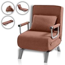Makika Fauteuil Lit Chauffeuse Chaise Longue Accoudoirs Pliable Canapé Brun