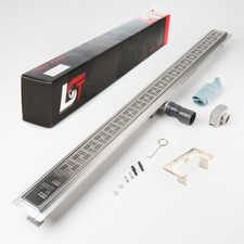 Caniveau Lignes Fente 1200x70mm Gouttière Avec Inox Siphon Grille Filtrante