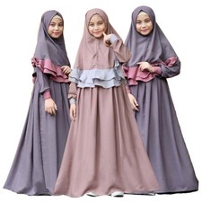 2pcs Muslim Abaya Kids Girls