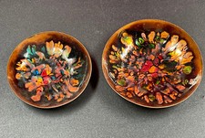 lot de 2 émaux sur cuivre vide poche 10 et 12 cm de diamètre - émail Art Limoges