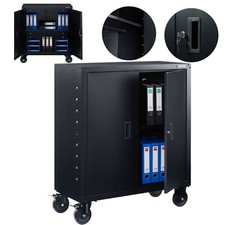 AREBOS Armoire de classement Armoire de bureau Armoire de rangement Acier Noir