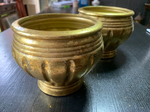 Caches pot faience doré - 2, en