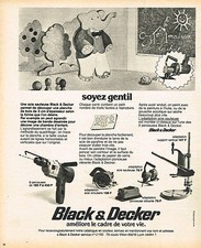 PUBLICITE ADVERTISING 104  1974   BLACK & DECKER outillage scie sauteuse BABAR