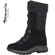 Tamaris Bottes Bottines Bottes à Lacets Noir Cuir 86217