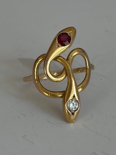 7841 bague serpent jaune - bague,