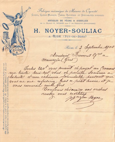 Riom lettre noyer - h.,