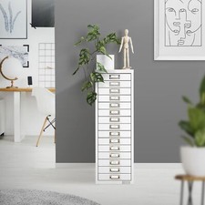 Classeur de bureau 15 tiroirs acier blanc armoire rangement outils dossiers A4