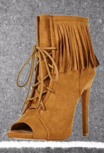 Bottine bout ouvert franges - bout,