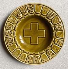 Cendrier circulaire (grand) Suisse 22 Cantons faïence Gien France