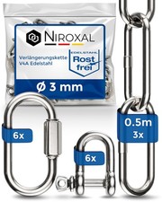 Kit chaîne inox 3 mm, 3 x 50