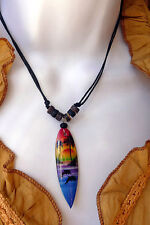 Collier pendentif planche de surf en bois surf homme femme palmier dauphin 