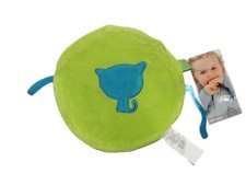 Doudou plat rond vert chat