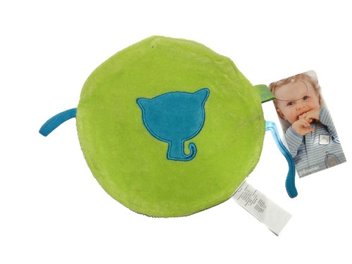 Doudou plat rond vert chat