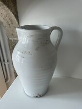 Grand Pichet Broc Vase Shabby Poterie Blanc Craquelé  Déco Jardin Extérieur