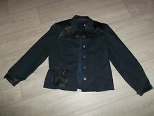 Veste  PAUL BRIAL jean léger et simili cuir bleu marine 42 TBE