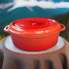 Grande Cocotte en fonte ovale rouge (made  France) Modèle 37