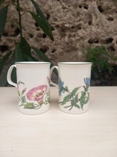 Ensemble de 2 mugs "Botanical Flowers" en porcelaine anglaise Roy Kirkham