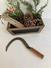 6⚜️ Ancienne Petite Faucille à Main Manche en Bois Outil de Jardin Vintage