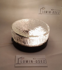 PLAFONNIER APPLIQUE VINTAGE EN VERRE PLISSÉ MOULÉ ROND - MAPELEC -  CIRCA 1970