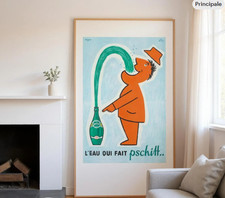 Poster Savignac Perrier, Affiche française retro Perrier, Perrier collector