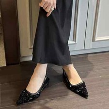 Mocassins Chaussures Ballerines À Bride Femme Noir Strass Cuir Synthétique 01261