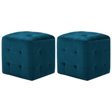 2x Poufs Gris Tissu Velours