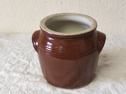 Ancien pot graisse terre - pot,