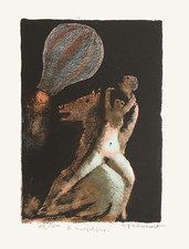 André PEDOUSSAUT La Mongolfière 1975 lithographie signée