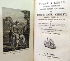 LIVRE ANCIEN 1811, IMITATION DE JÉSUS CHRIST, RELIURE MAROQUIN, GRAVURES