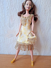 Robe crochet jaune à strass