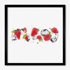 Tulup Photo 50x50cm Décor MDF Le salon Cadre Fraises et eau