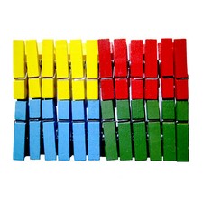 MINI PINCES A LINGE EN BOIS 4 COULEURS 35mm LOT DE 24