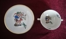 PORCELAINE PORCELAC : Ancien Set de Petit-dejeuner Décor Enfants