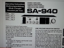 manuale utente amplificatore SA-940 A-40 hifi stereo pioneer carta formato a4
