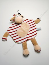 Doudou Plat/Mouchoir Vache Beige Blanc Bleu Marine Rouge Rayé Cornes - Armor Lux