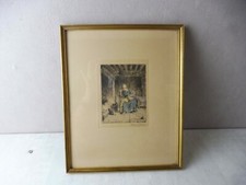 Ancienne estampe / lithographie, Marcel Jacque, La bouillie, d'après J F Millet