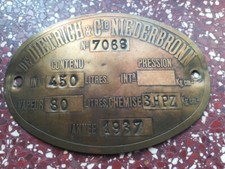 Ancienne plaque cuve vapeur