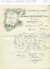 Dépt 03 - Commentry Place Martenot - Belle Entête d'une Boucherie du 02/09/1920