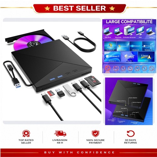 Lecteur dvd externe - externe, usb