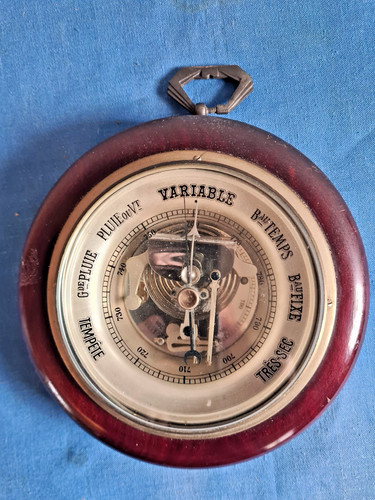Ancien barometre aneroide bois - barometre,