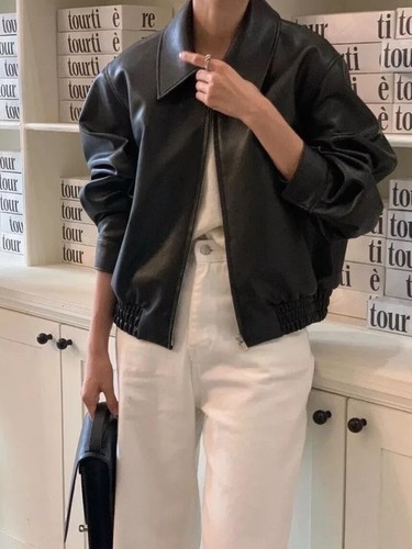 Veste cuir véritable - en,