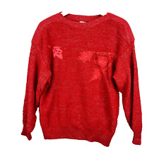 vintage pull femme taille 56 cm Italie rouge polyacrylic étincelle ladies jumper