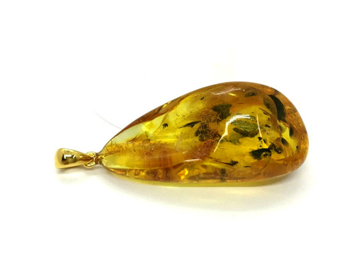 Pendentif ambre avec insectes - pendentif,