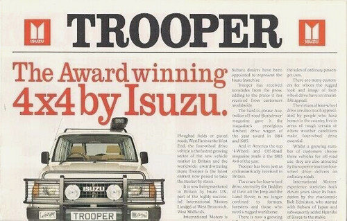 Isuzu trooper 1987 market - isuzu,