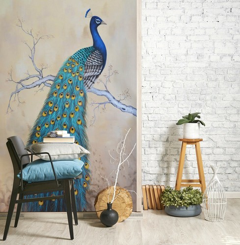 Branches paon bleu - bleu, c209