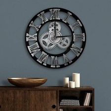 ALEEFOON Vintage Romains Silencieux Horloge Pendule Industriel 3D Silensieuse...