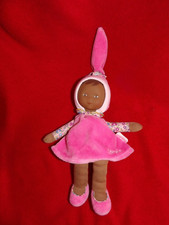Doudou Poupée Noire Métisse Robe Rose Corolle